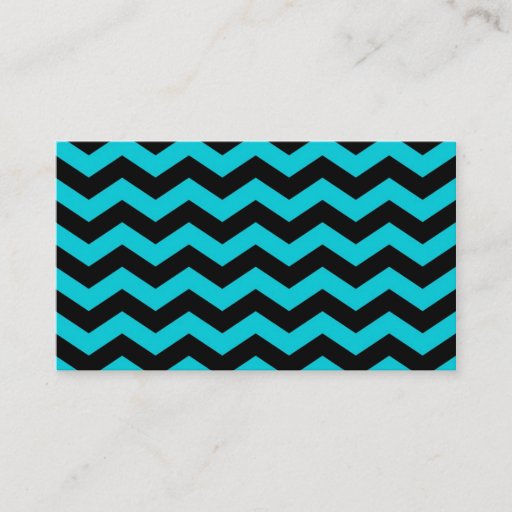 Customizable Aqua and Black Zig Zag Pattern Business Card