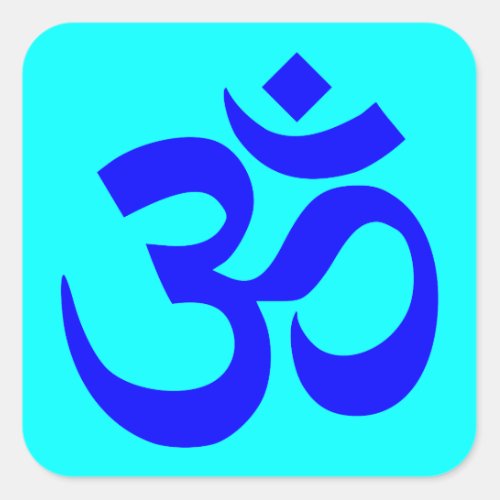 Aqua and Blue Om Symbol Square Sticker