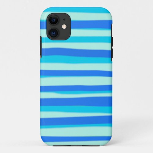 Aqua and Blue Stripes Seamless Graphic Art iPhone 11 Case