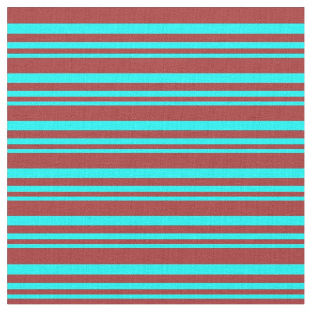 Aqua and Brown Lines/Stripes Pattern Fabric (Close Up)