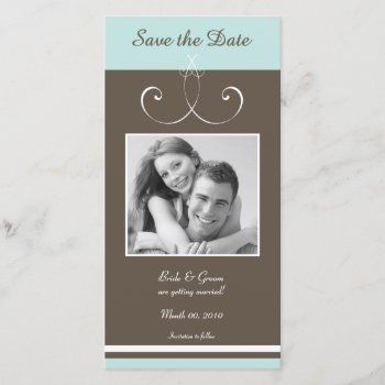 Aqua And Brown Save The Date Photo Cards by PMCustomWeddings at Zazzle