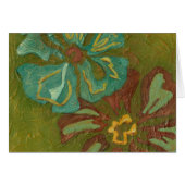 Aqua and Burnt Orange Flowers on Green Background (Front Horizontal)