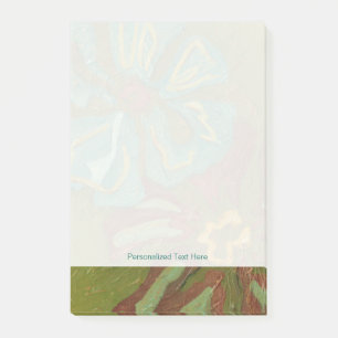 Aqua and Burnt Orange Flowers on Green Background Post-it Notes