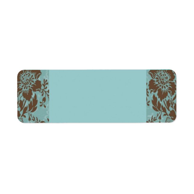 Aqua and chocolate floral damask label (Front)