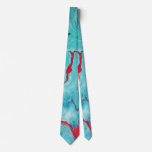 Aqua and Coral Swirl Neck Tie