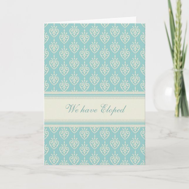 Aqua and Cream Elopement Announcement Card (Front)