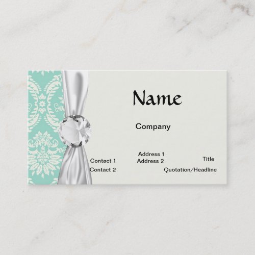 aqua and cream fleur elegant damask business cards