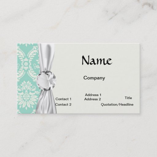 Customizable aqua and cream fleur elegant damask business cards