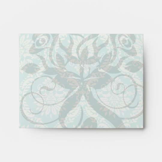 aqua and cream fleur elegant damask envelope