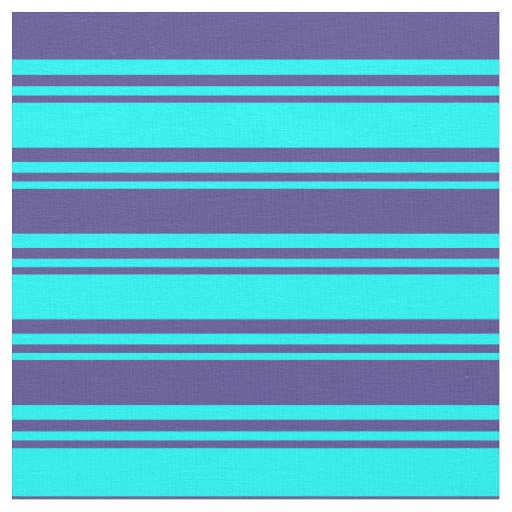 Aqua and Dark Slate Blue Stripes Pattern Fabric