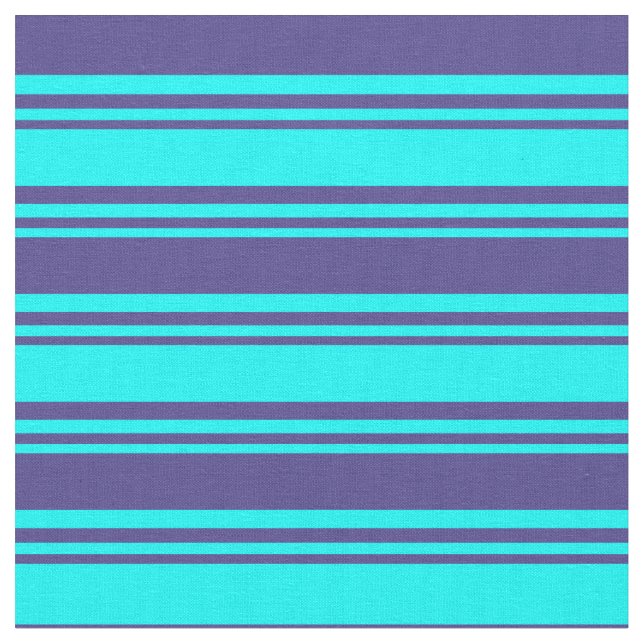Aqua and Dark Slate Blue Stripes Pattern Fabric (Close Up)