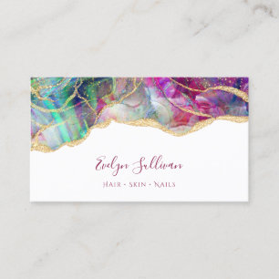 Aqua and fuchsia opal business card
