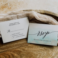Aqua and Gold Beach Simple RSVP Card