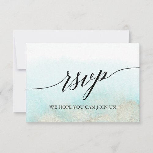 Aqua and Gold Beach Song Request RSVP Card