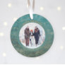Aqua and Gold Fairy Lights | Two Family Photos Ornament