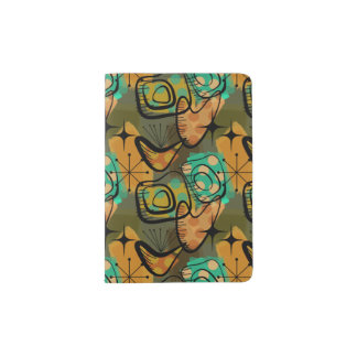 Aqua and Gold Fifties Atomic Shapes Snazzy Style Passport Holder