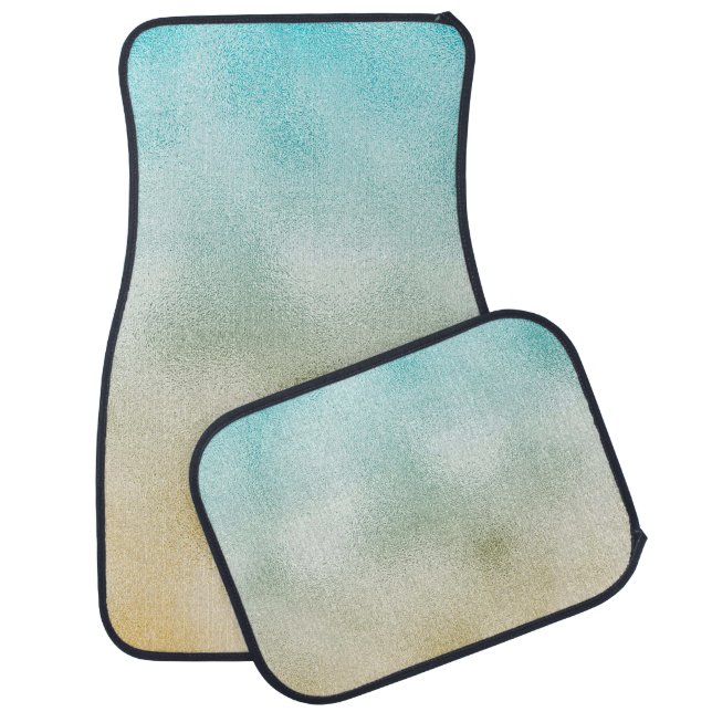 Aqua and Gold Ombre Foil Car Floor Mat (Set)
