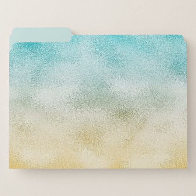 Aqua and Gold Ombre Foil File Folder (Front Left)