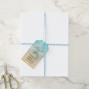Aqua and Gold Ombre Foil Gift Tags