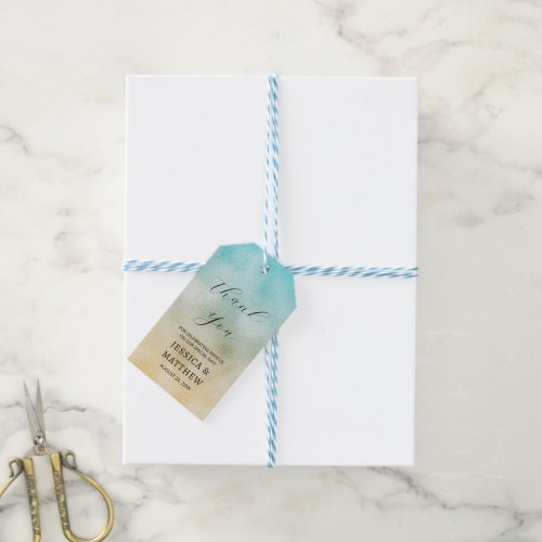 Aqua and Gold Ombre Foil Gift Tags