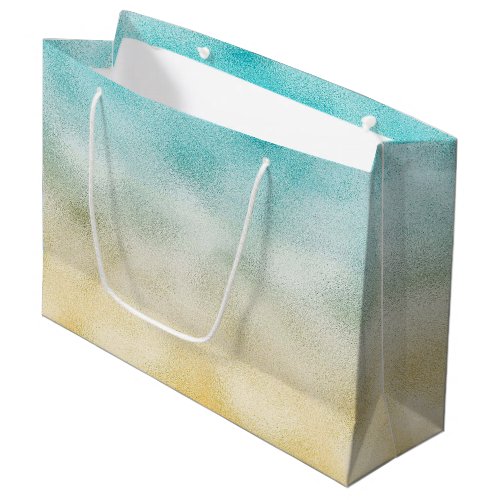 Aqua and Gold Ombre Foil Large Gift Bag