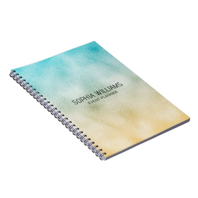 Aqua and Gold Ombre Foil Notebook (Right Side)