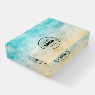 Aqua and Gold Ombre Foil Paperweight