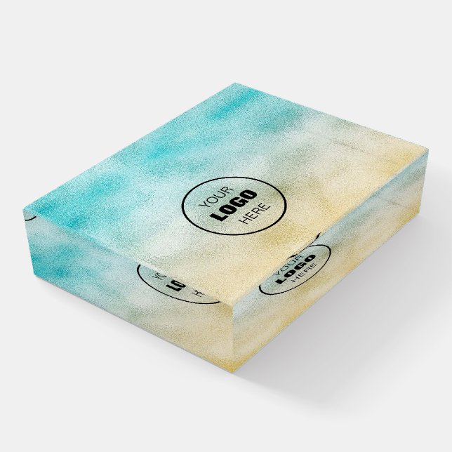 Aqua and Gold Ombre Foil Paperweight (Angled)
