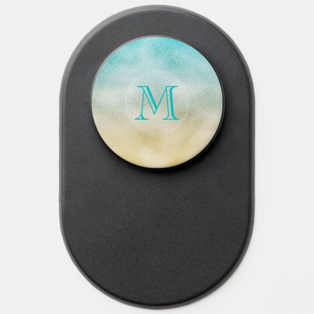 Aqua and Gold Ombre Foil PopSocket (Popsocket)
