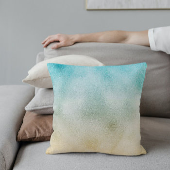 Aqua And Gold Ombre Foil Throw Pillow by gogaonzazzle at Zazzle