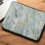 Aqua and Gold Printed Marble Texture Monogrammed Laptop Sleeve<br><div class="desc">Trendy and stylish marble and gold texture personalized design.</div>