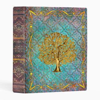 Aqua and Gold Tree of Life Ancient Tome Mini Binder