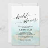 Aqua and Gold Watercolor Beach Bridal Shower Invitation (Front)