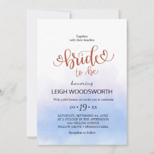 Aqua and Gold Watercolor Beach Bridal Shower Invitation