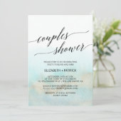 Aqua and Gold Watercolor Beach Couples Shower Invitation (Standing Front)