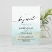 Aqua and Gold Watercolor Beach Key West Wedding Invitation (Standing Front)