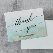 Aqua and Gold Watercolor Beach Thank You Card