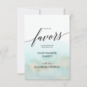 Aqua and Gold Watercolor In Lieu of Favors Card