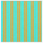 [ Thumbnail: Aqua and Goldenrod Lined/Striped Pattern Fabric ]