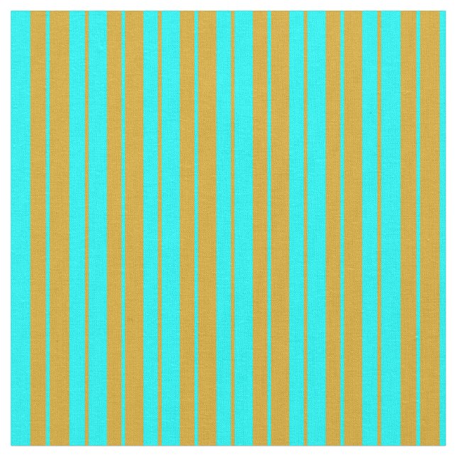 Aqua and Goldenrod Lined/Striped Pattern Fabric (Close Up)