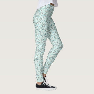 Aqua and Gray Animal Tracks Pattern Leggings