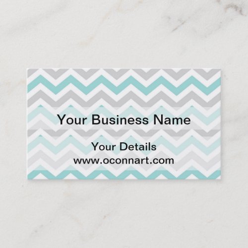 Aqua and gray chevron pattern business card template