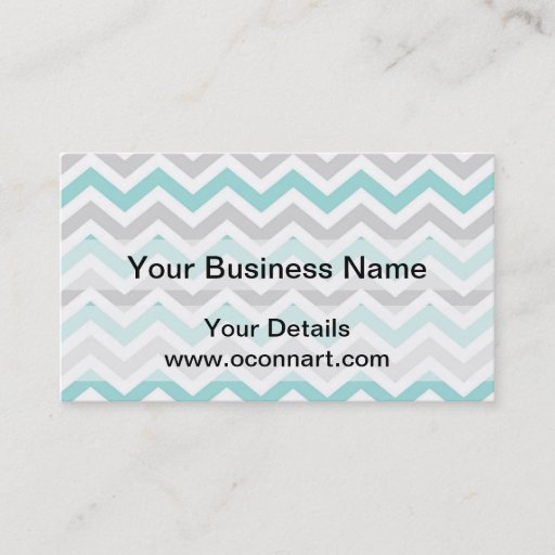 Customizable Aqua and gray chevron pattern business card template