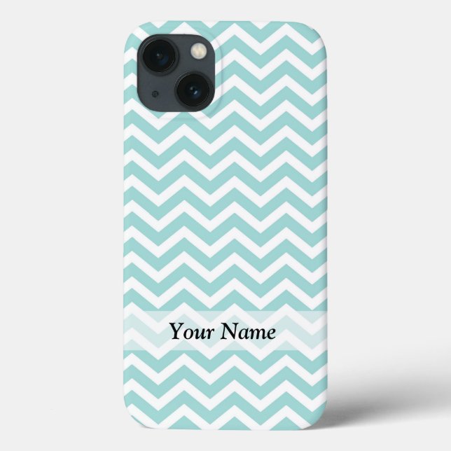 Aqua and gray chevron pattern Case-Mate iPhone case (Back)