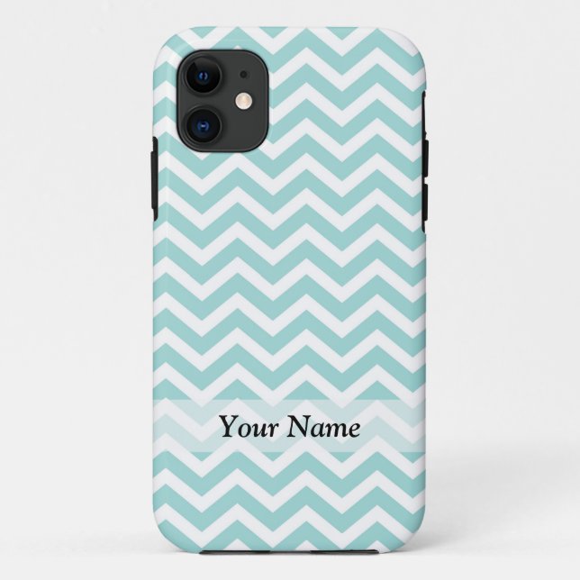 Aqua and gray chevron pattern Case-Mate iPhone case (Back)