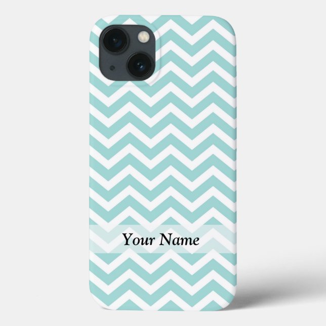 Aqua and gray chevron pattern Case-Mate iPhone case (Back)
