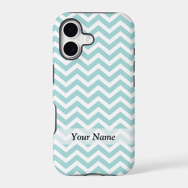 Aqua and gray chevron pattern iphone case (Back)
