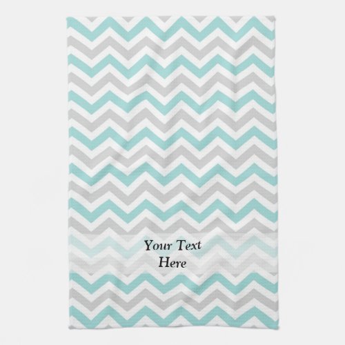 Aqua and gray chevron pattern kitchen towel