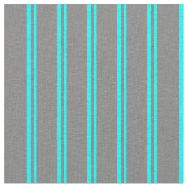 Aqua and Gray Colored Stripes Pattern Fabric (Close Up)