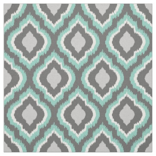 Aqua and Gray Ikat Moroccan Fabric